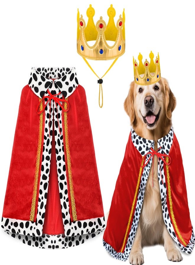 Bolake Large Dog Halloween Costumes Dog King Costumes Cape Crown for Medium Dogs Funny King Prince Halloween Cosplay Costume for Large Medium Small Dogs Cats - Image 1